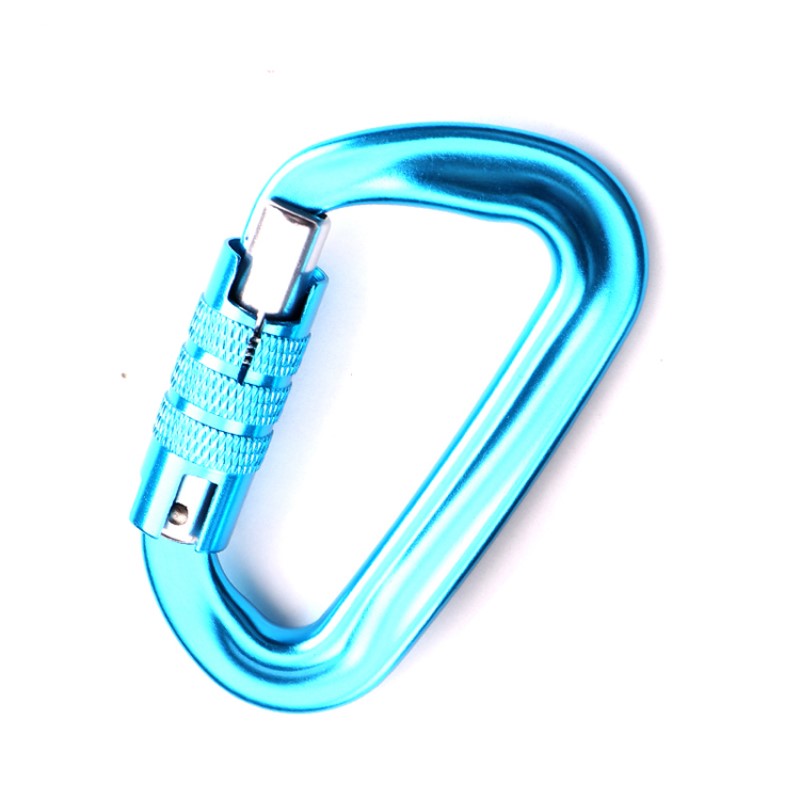 Outdoor hook rock climbing camping main lock carabiner multi-function nut mountaineering hook mountaineering buckle outdoor speed drop equipment safety lock probing hole d-type screw main lock aviation aluminum alloy