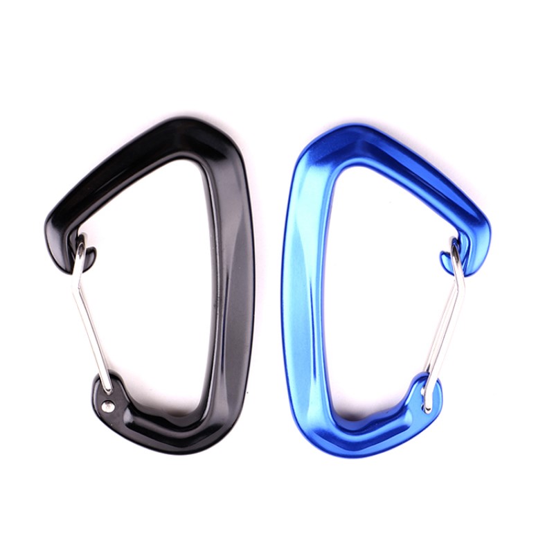 Outdoor hook rock climbing  main lock carabiner multi-function carabiner carabiner outdoor quick catch quick fall equipment safety lock probing hole d-shape steel wire buckle main lock aviation aluminum alloy