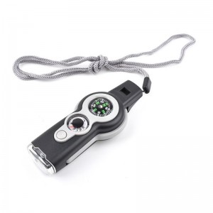 Outdoor professional seven-in-one multi-function survival whistle compass thermometer SOS emergency band high frequency whistle