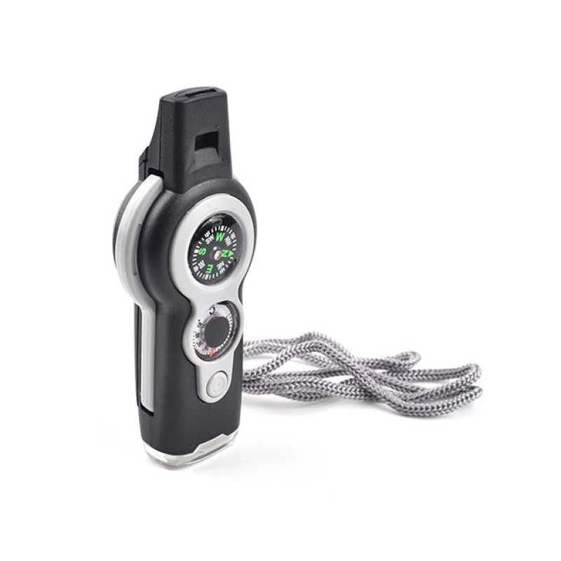 Outdoor professional seven-in-one multi-function survival whistle compass thermometer SOS emergency band high frequency whistle