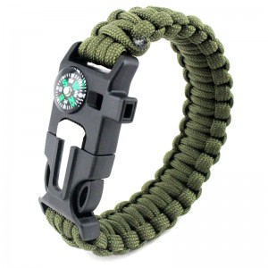 Outdoor multi-functional creative survival emergency watch safety rope woven thermometer bracelet